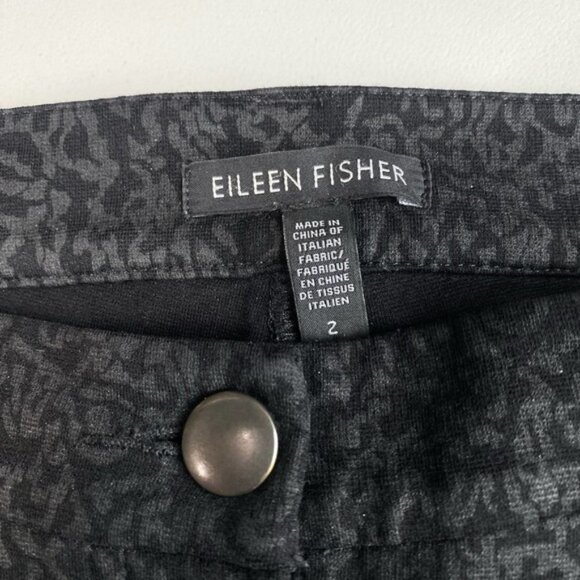 EILEEN FISHER Filigree Printed Ponte  Skinny Pants Black Sz 2 - Picture 3 of 5